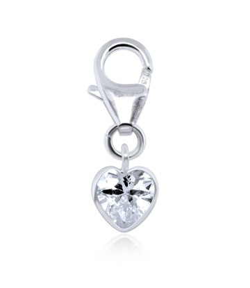 Heart CZ Silver Charm CH-87-6x6